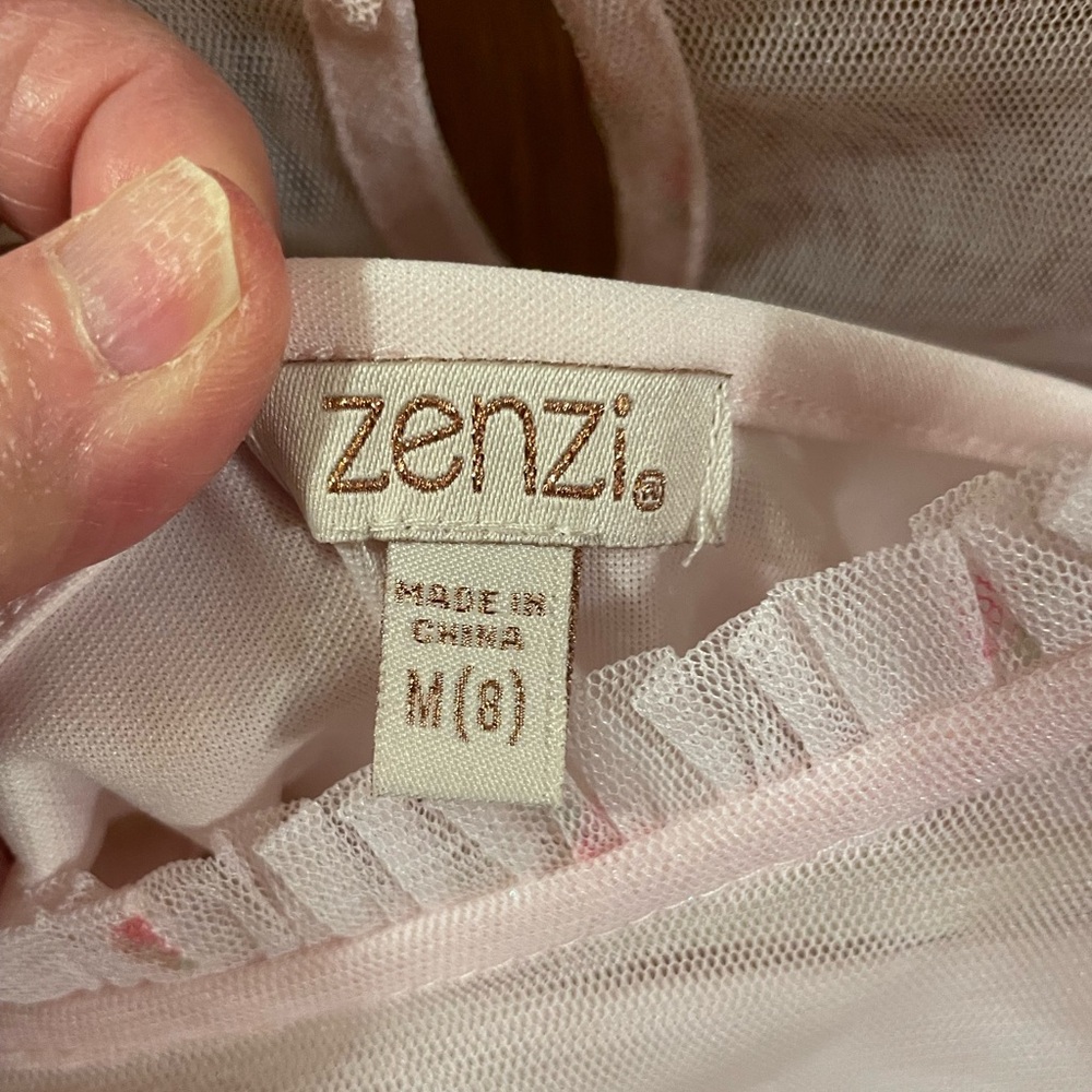 Zhenzi Pink and White Floral Girls Dress Size 8 NWOT - Picture 6 of 10